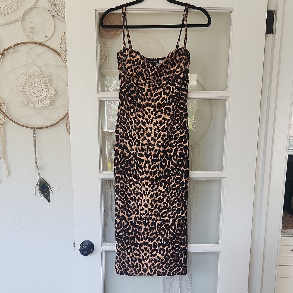PrettyLittleThing Leopard Print Midi Dress